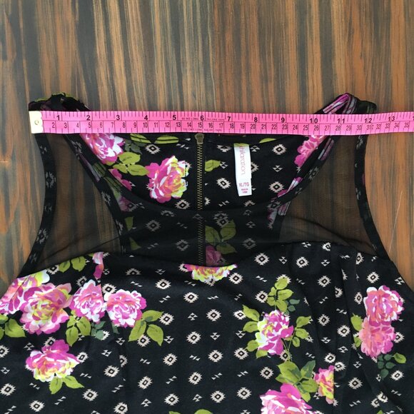 [Xhilaration] Black Geometric / Rose Print Sleeveless Sundress | XL | Good - Picture 4 of 12